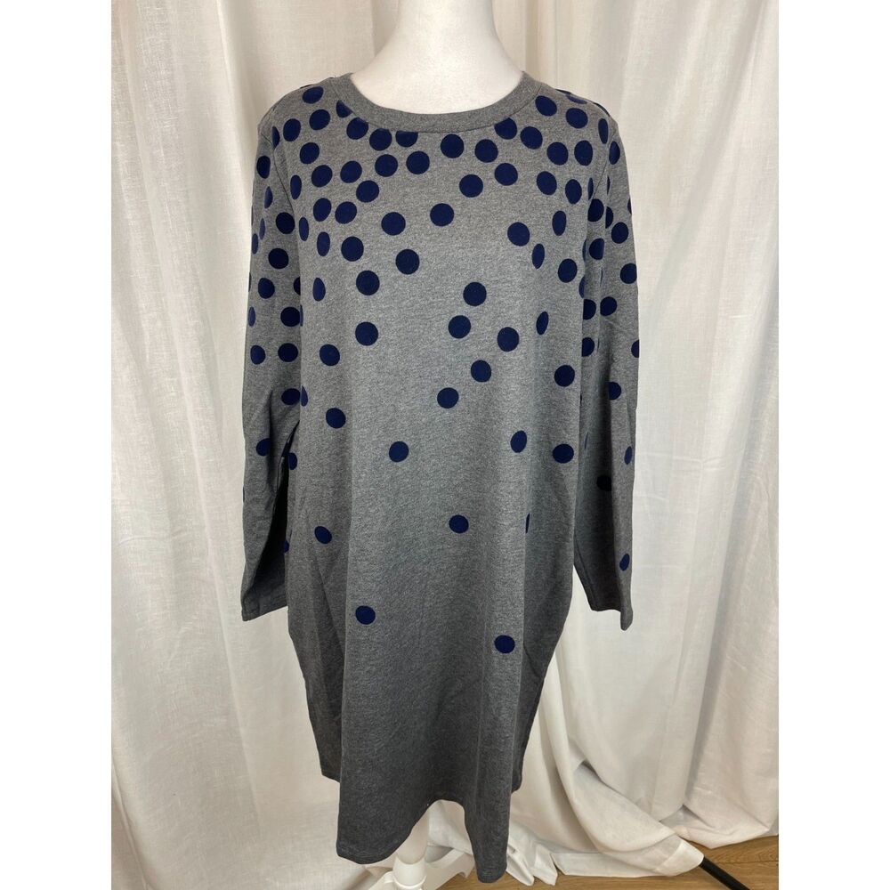 Boden Gray & Navy Polka Dot Shift Dress โ Size 16, Fun & Playful - Picture 1 of 5